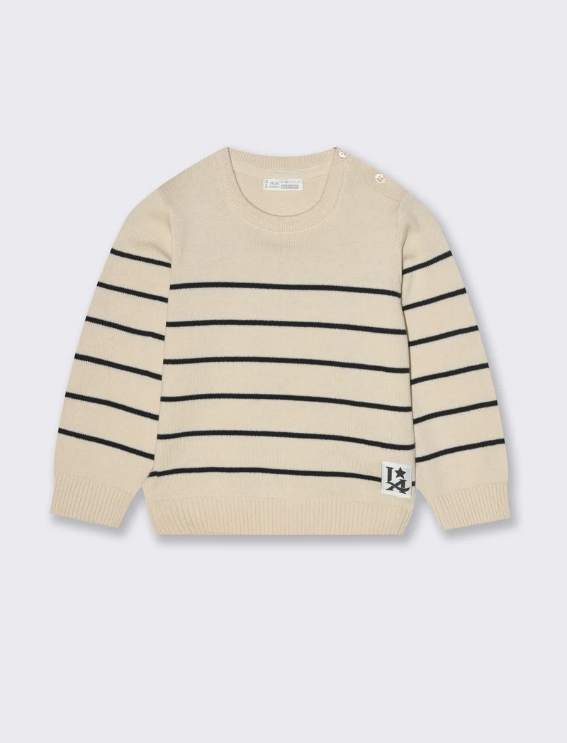 Maglione basico a righe - Beige