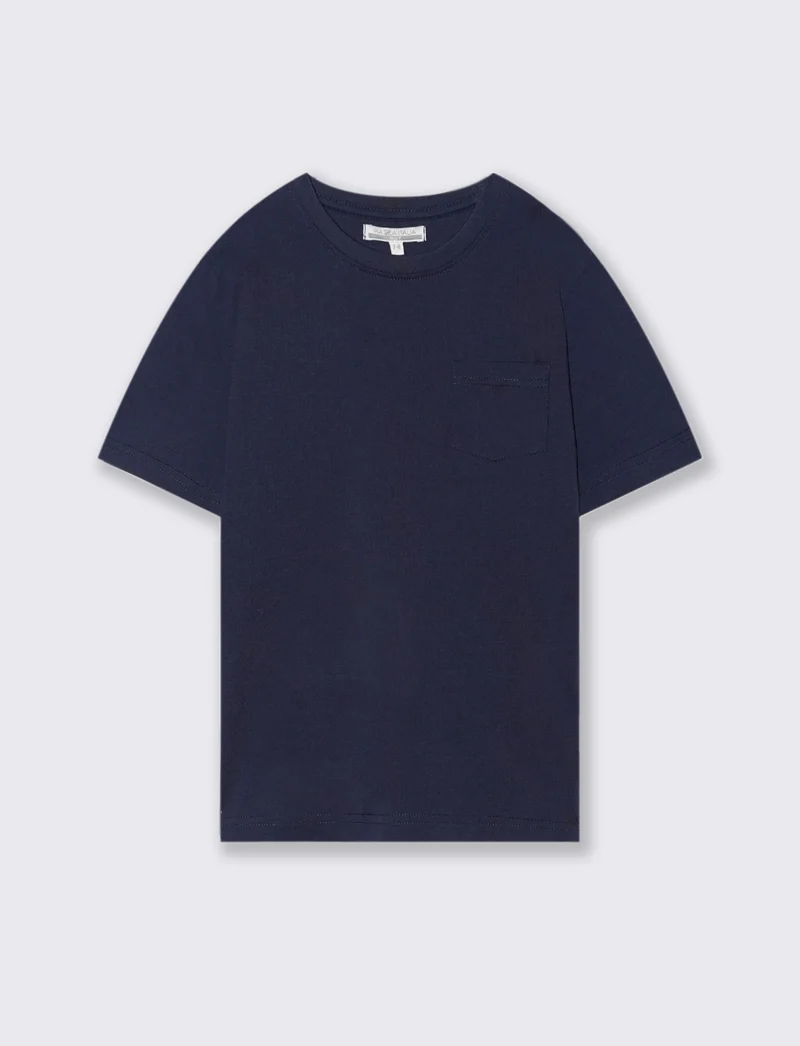 T-SHIRT GIROCOLLO CON TASCHINO - Blu