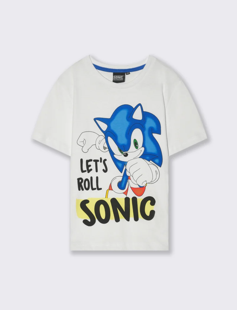 T-shirt con stampa Sonic da bambino - Bianco