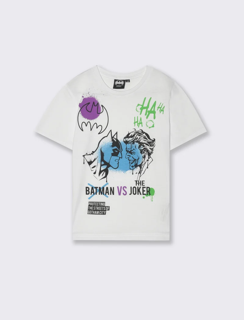 T-shirt con stampa Batman da bambino - Bianco