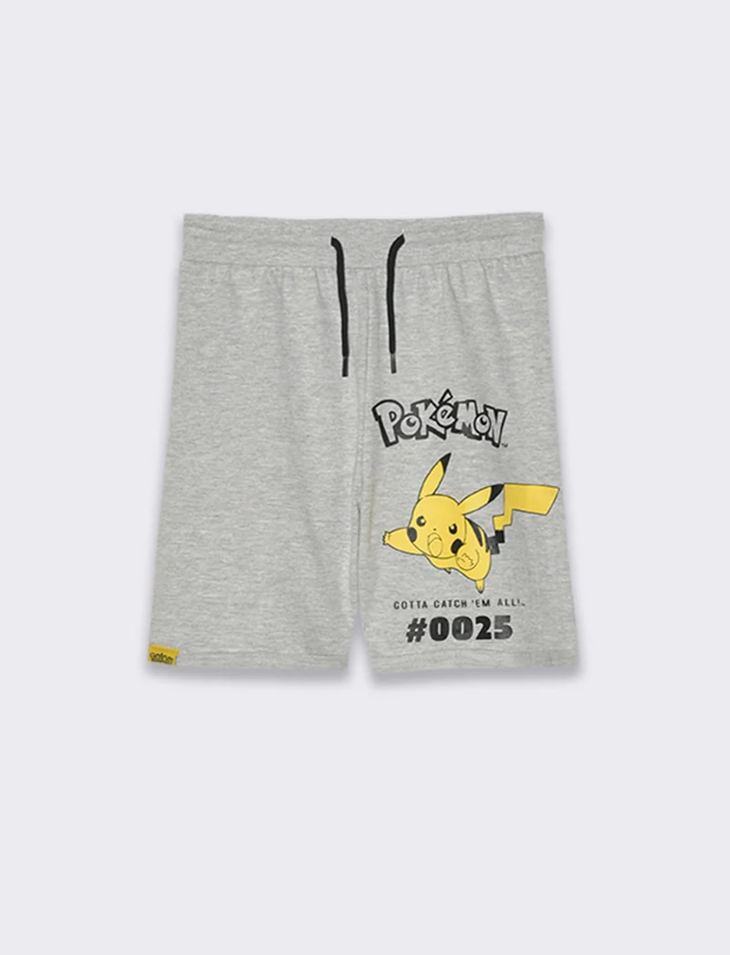 Bermuda in felpa con personaggi da bambino - Grigio mel.