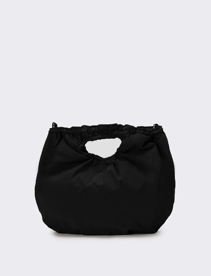 Borsa donna con manico arricciato - Nero