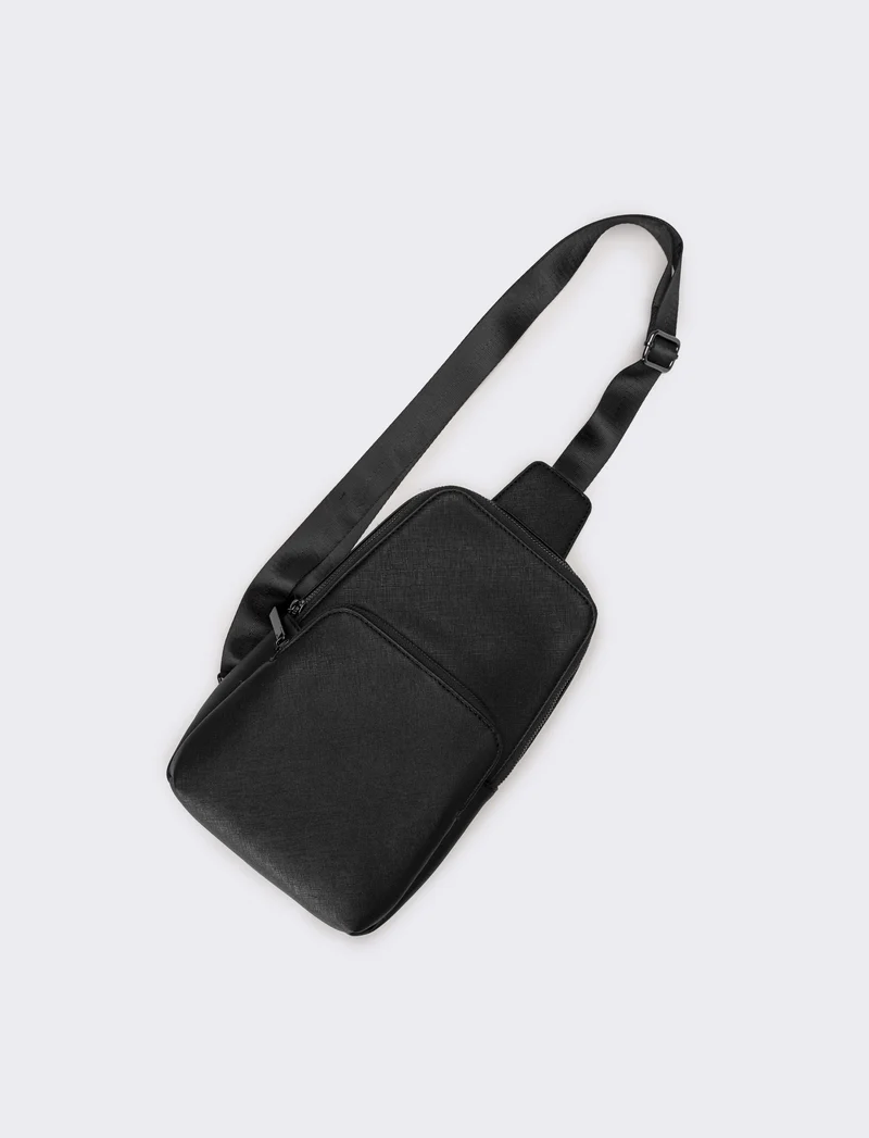 Borsa uomo monospalla in saffiano - Nero