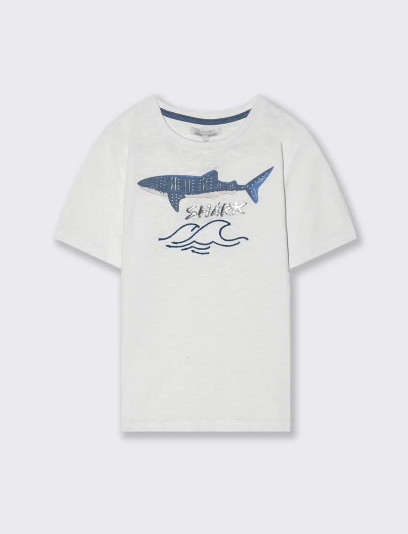T-shirt stampa SHARK da bambino - Bianco