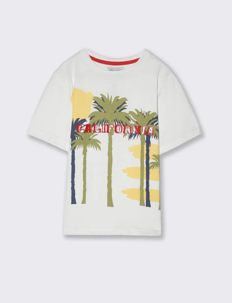 T-shirt con stampe Palme da bambino - Bianco