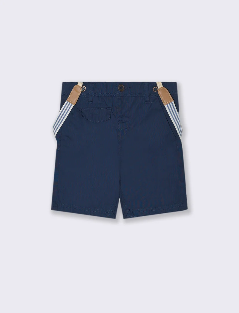 Bermuda con bretelle da neonato - Blu