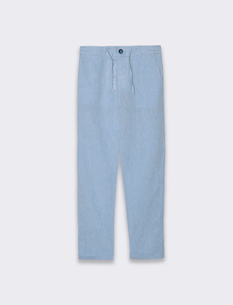 Pantaloni in lino da bambino - Celeste