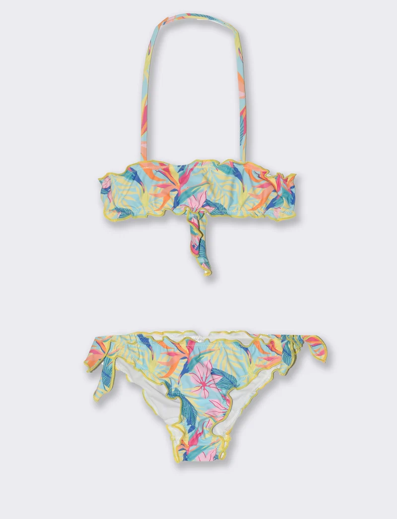 Costume arricciato da bambina - Verde acqua