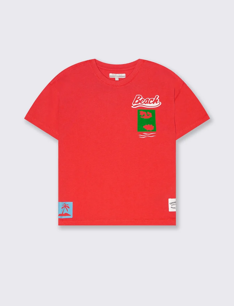 T-shirt over size da bambino - Corallo