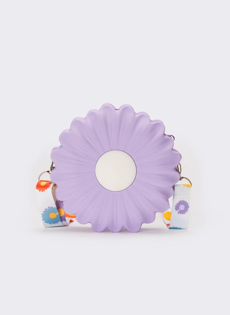 Borsetta bambina soft con fiore e tracolla - Lilla