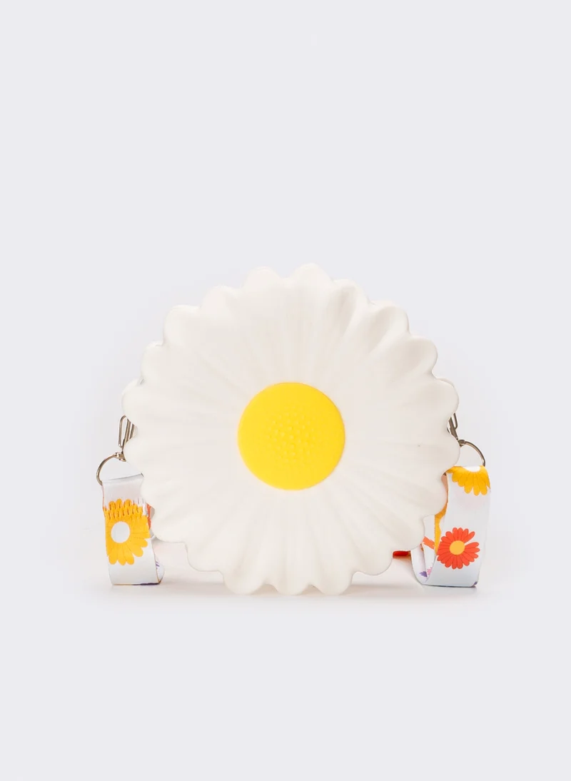 Borsetta bambina soft con fiore e tracolla - Bianco