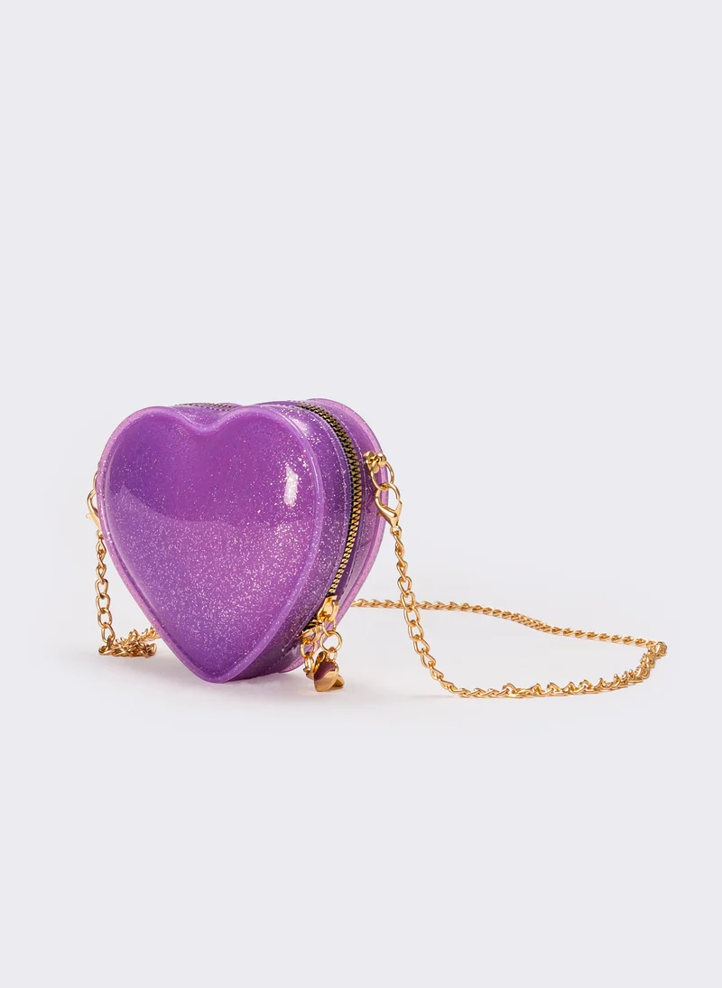 Borsa bambina cuore con glitter - Lilla