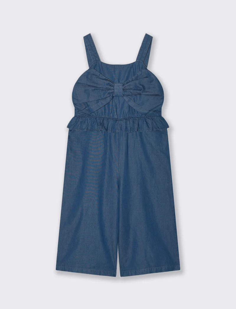 Salopette in chambray da bambina - DENIM SCURO