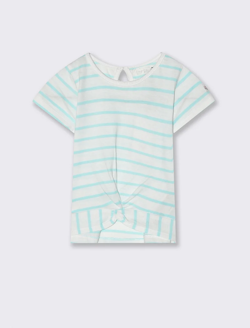 Maglia a righe da neonata - Verde acqua
