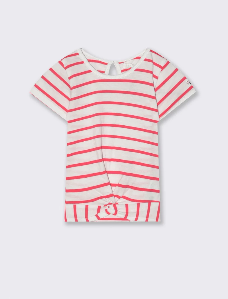 Maglia a righe da neonata - Fuxia