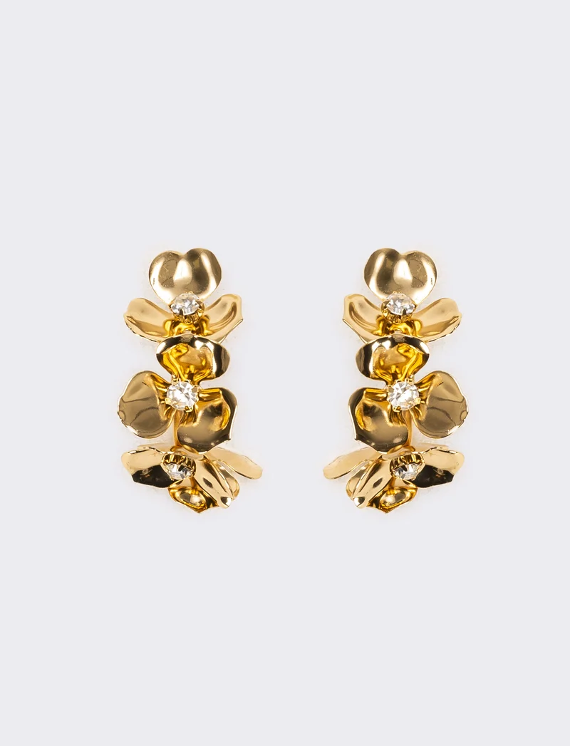 Orecchini donna mezzo cerchio fiore - Oro