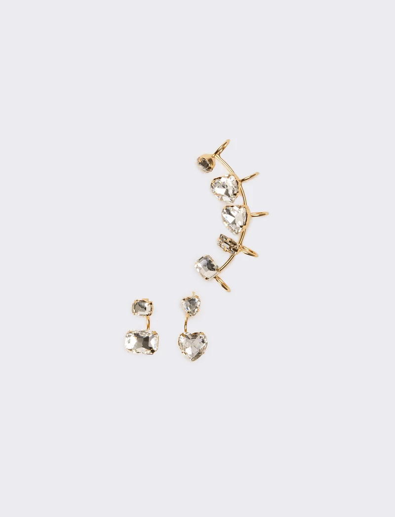 Orecchini donna ear cuff strass - Oro