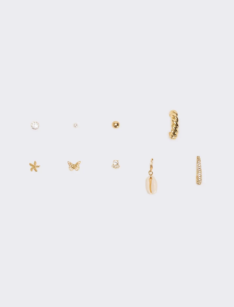 Orecchini donna card mix con strass - Oro