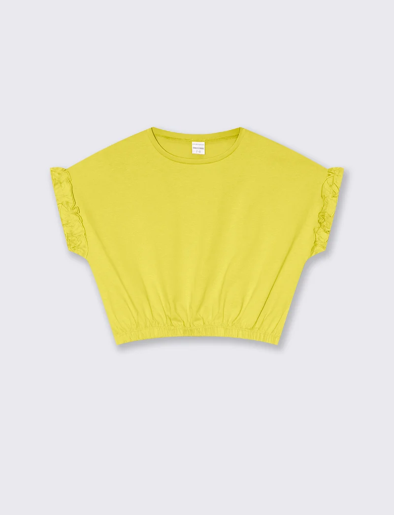T-shirt estiva da bambina con rouches - Giallo