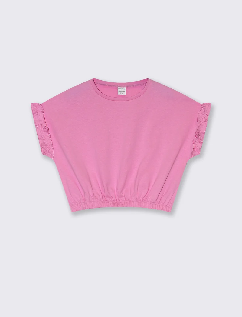 T-shirt estiva da bambina con rouches - Rosa