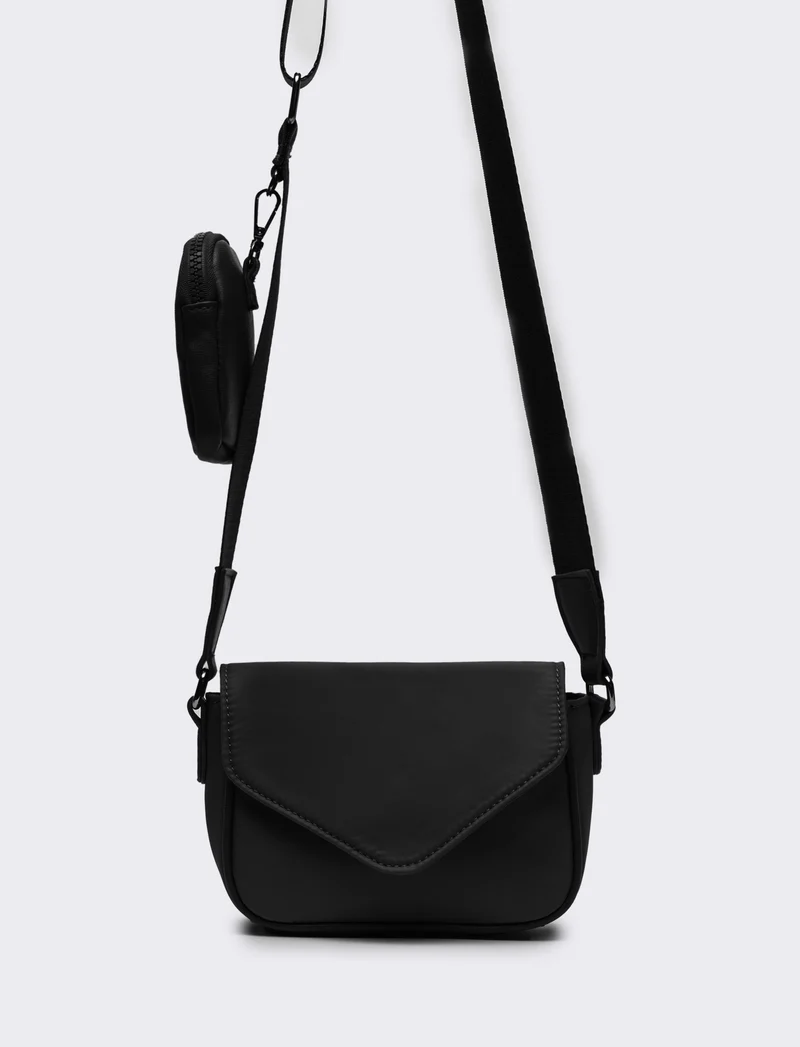 Borsetta donna tracolla in nylon con portamonete l17/h11/p6cm - Nero