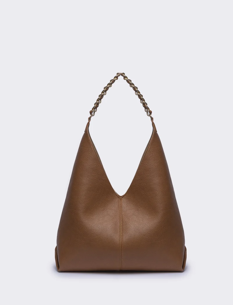 Borsa donna a sacca con catena - Cuoio