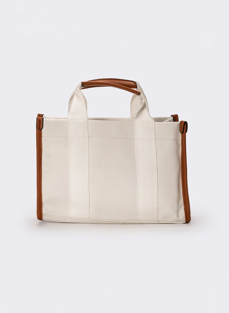 Shopper donna con manici corti - Bianco sporco