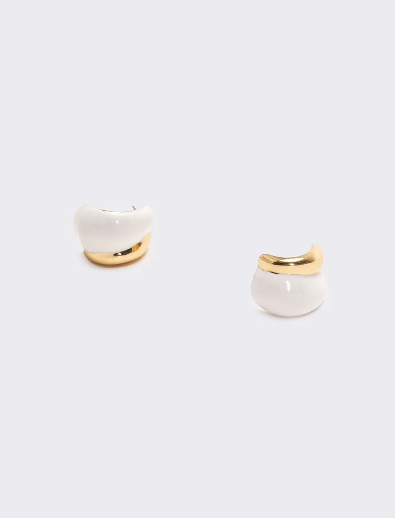 Orecchini donna con smalto e clips - Bianco