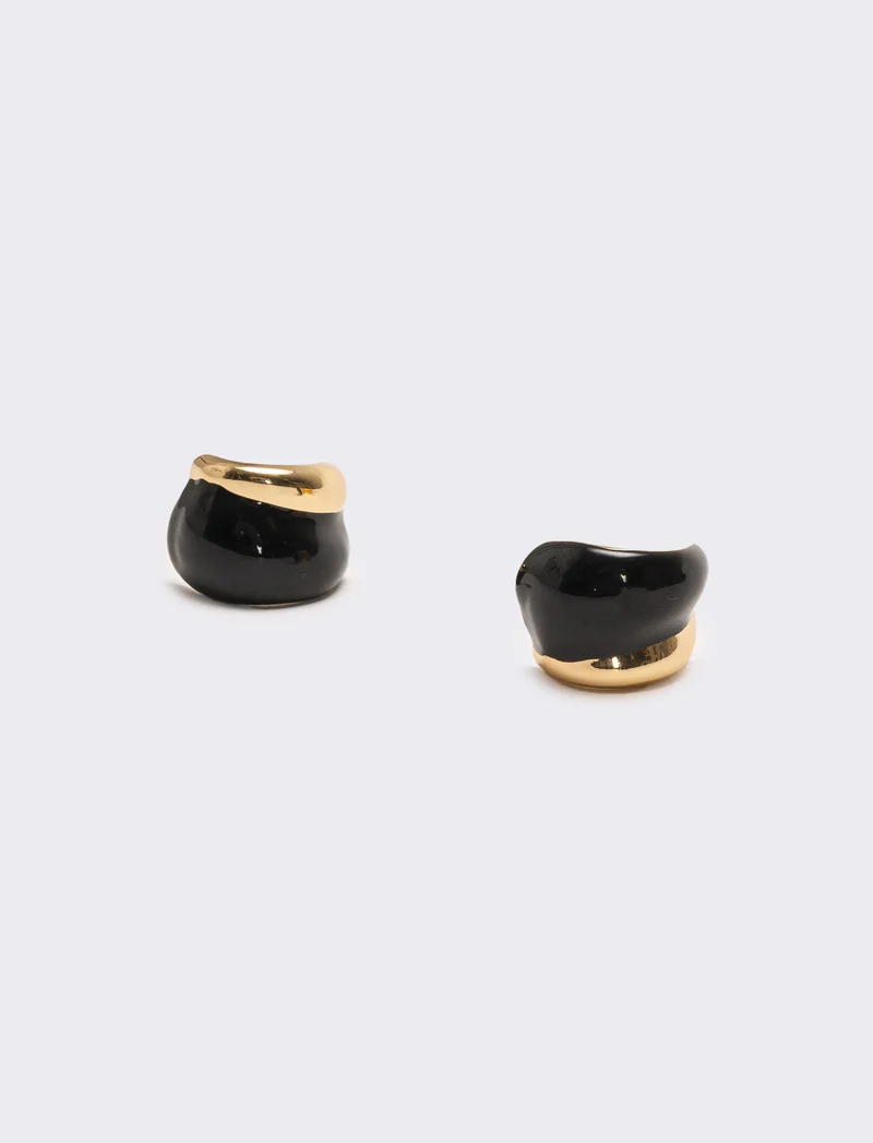 Orecchini donna con smalto e clips - Nero