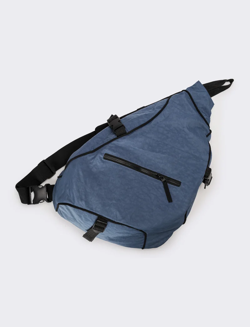 Borsa uomo monospalla grande in nylon - Denim