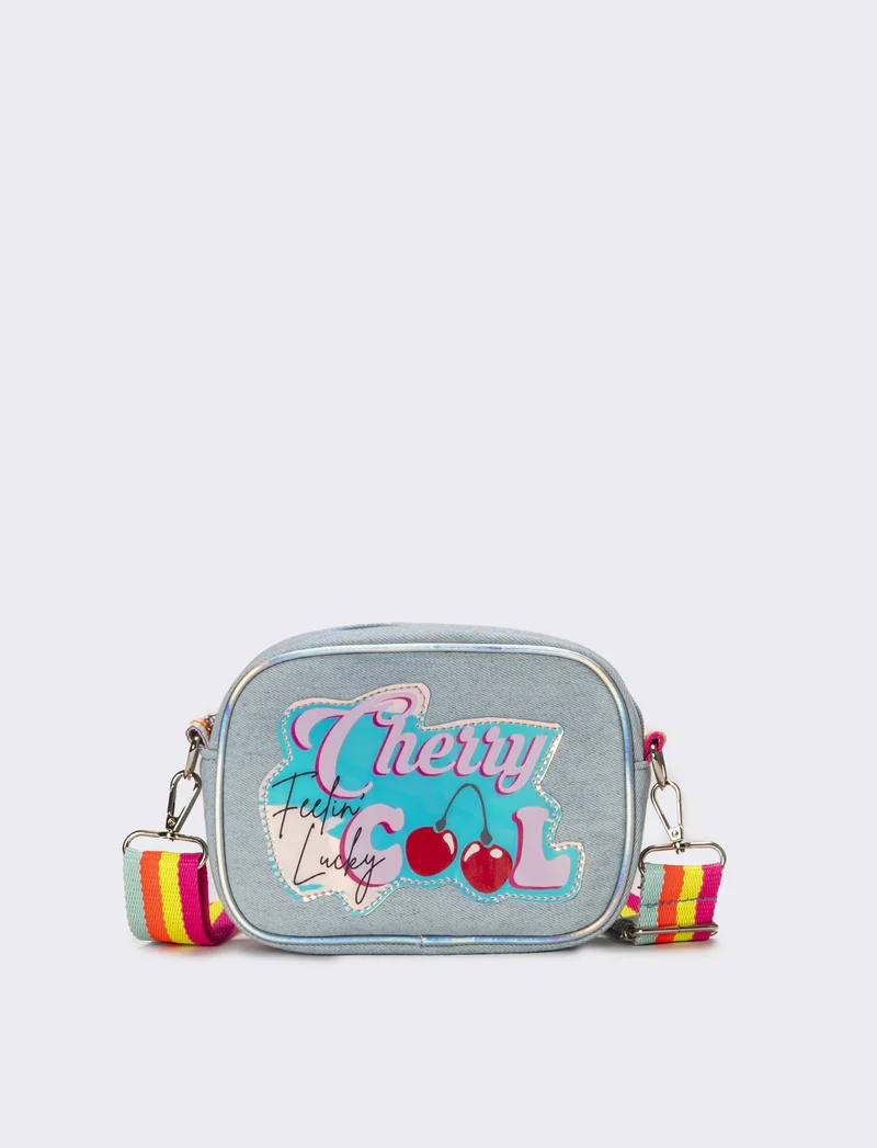 Borsa tracolla denim con tracolla rainbow bambina - Denim chiaro