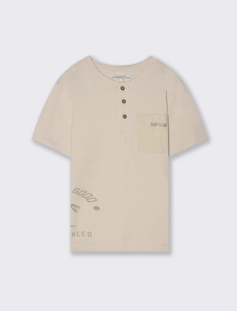 T shirt modello serafino da bambino - Beige