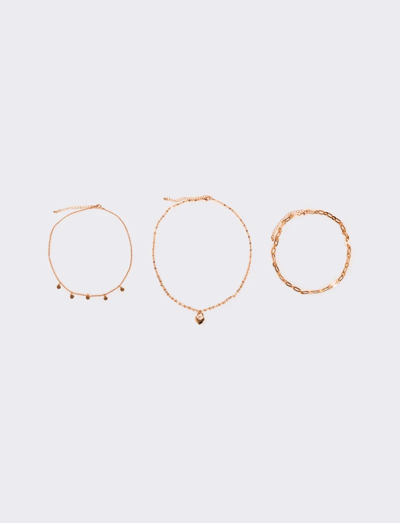 Collana donna 3 fili diversi - Rosa