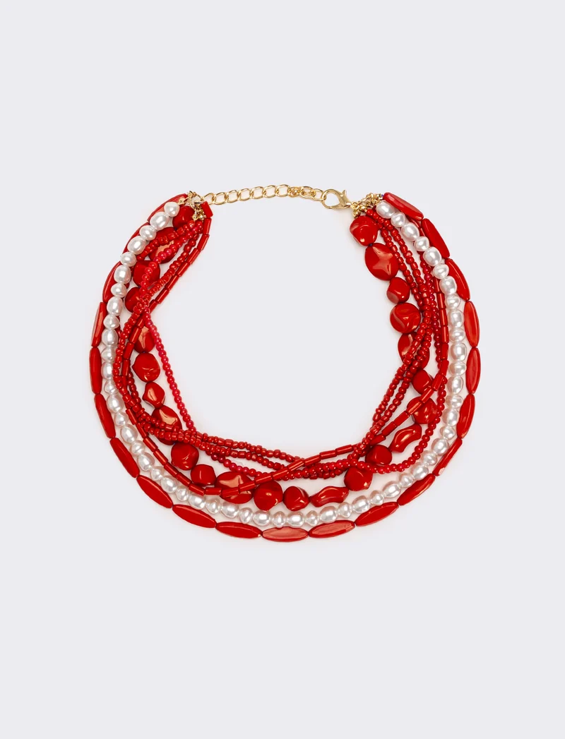 Collana donna multifilo - Rosso