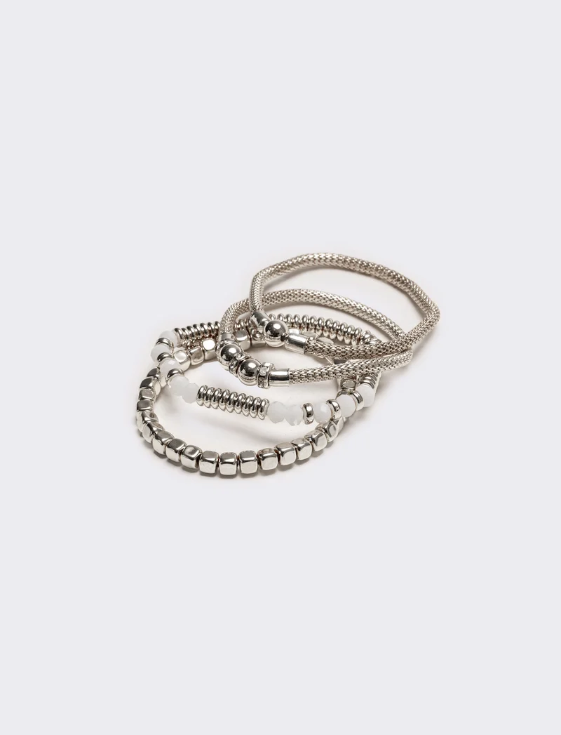 Bracciale donna con strass maglia metallica - Trasparente