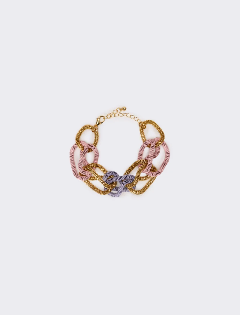 Bracciale donna maglia metallica colorata - Lilla