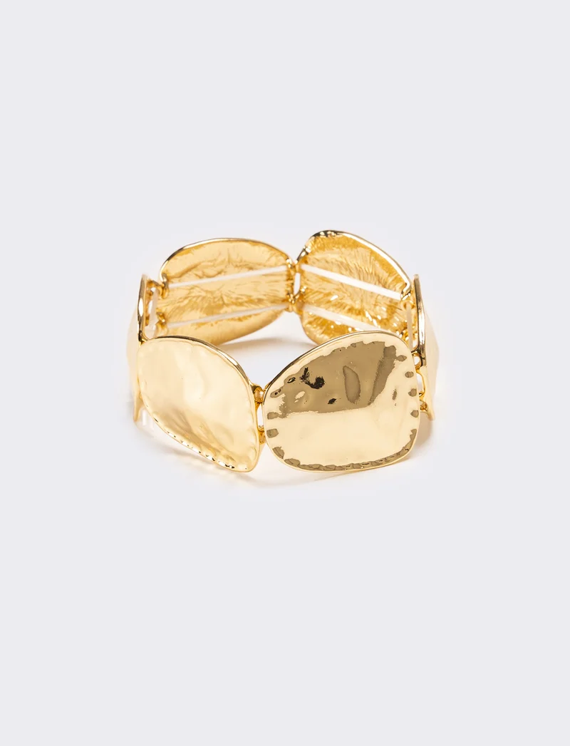 Bracciale donna martellato elastico - Oro