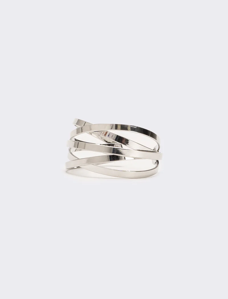 Bracciale donna 5 fili rigido aperto - Argento
