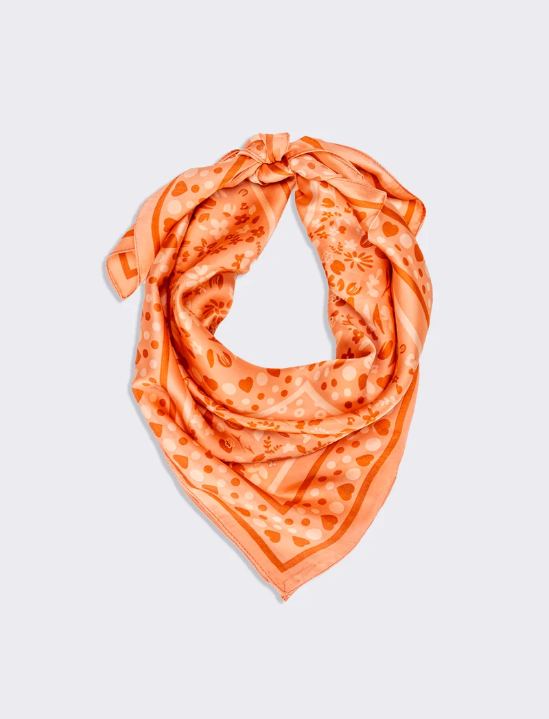 Foulard donna stampe pois 70x70 - Rosa