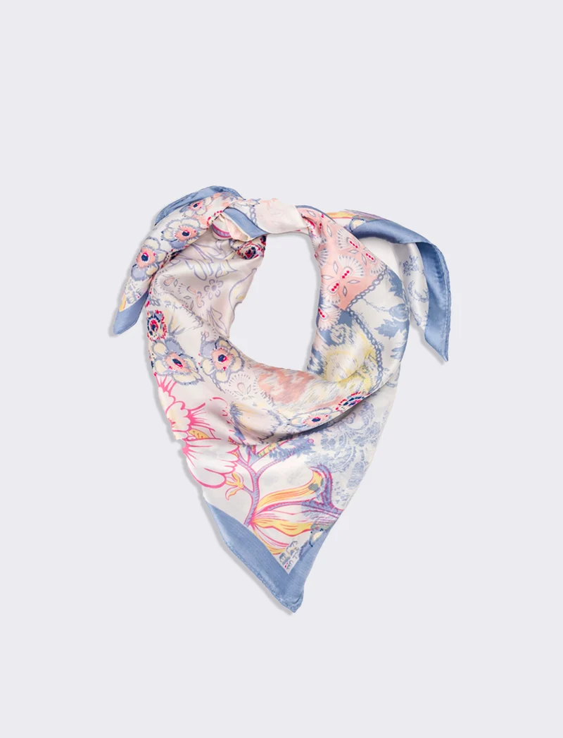 Foulard donna fantasie assortite fiori 70x70cm - Lilla