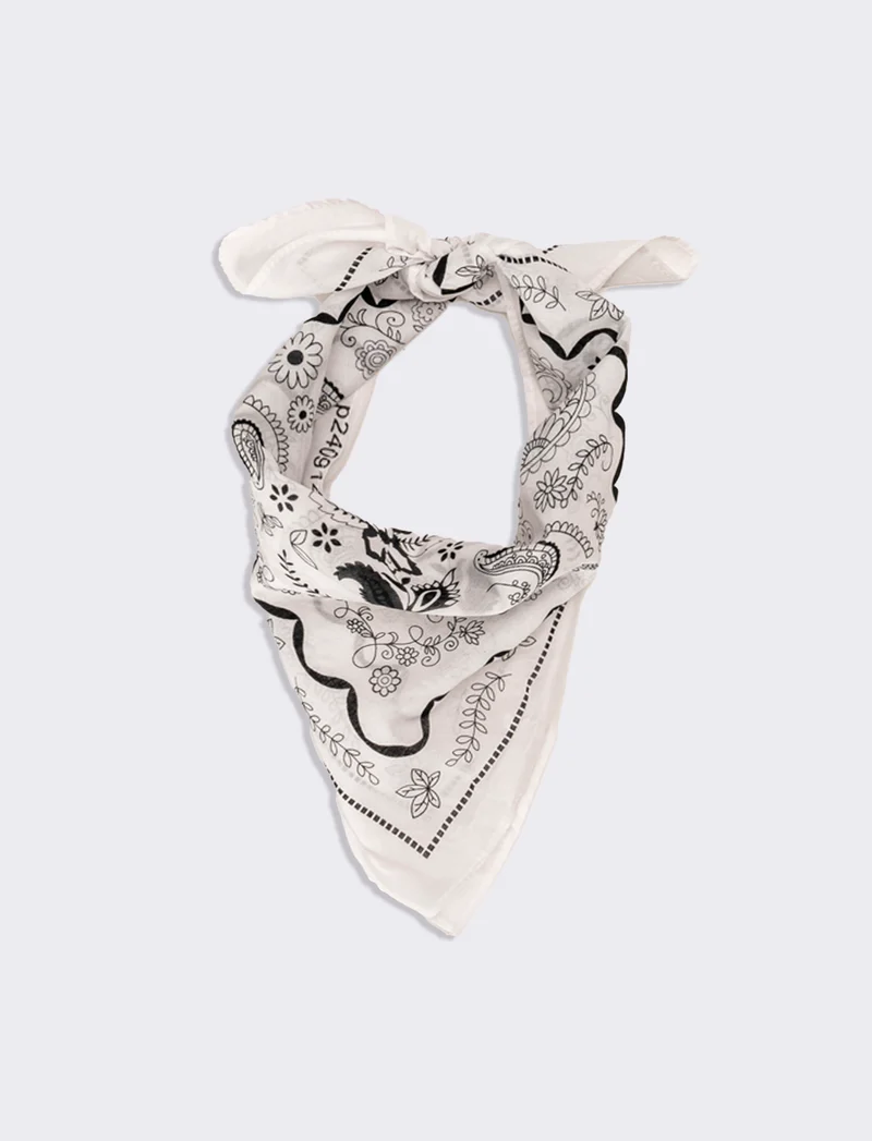 Foulard uomo 50x50cm 100% cotone bandana - Bianco sporco