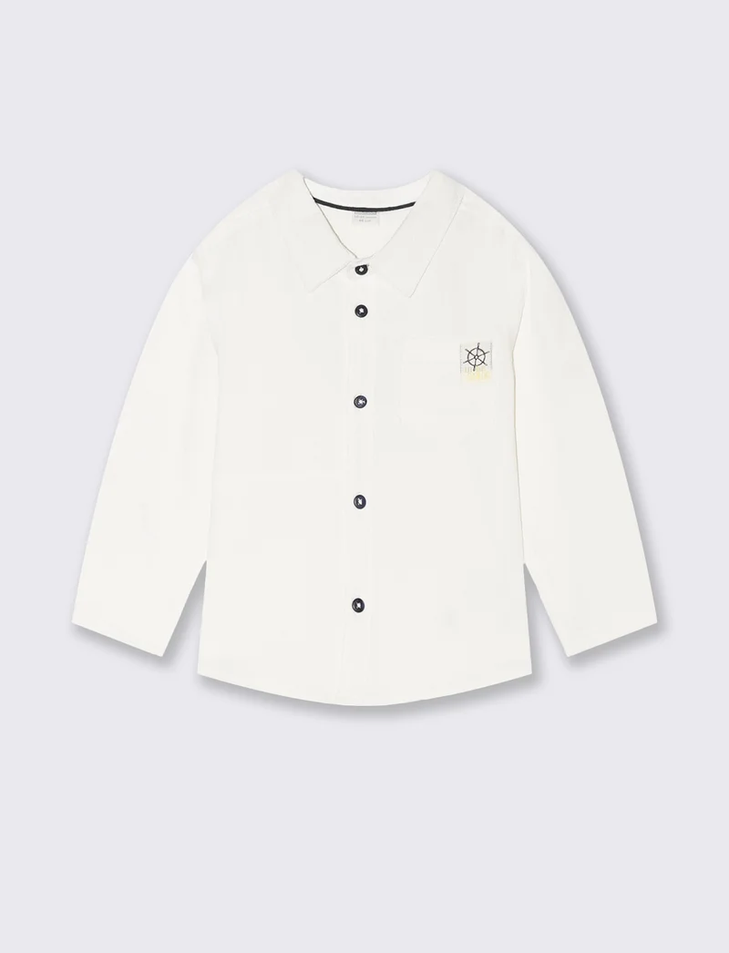 Camicia con taglio e tasca da neonato - Bianco