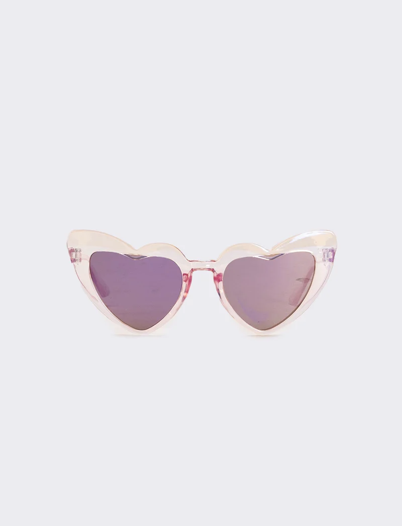 Occhiali bambina a forma di cuore con lente a specchio - Rosa