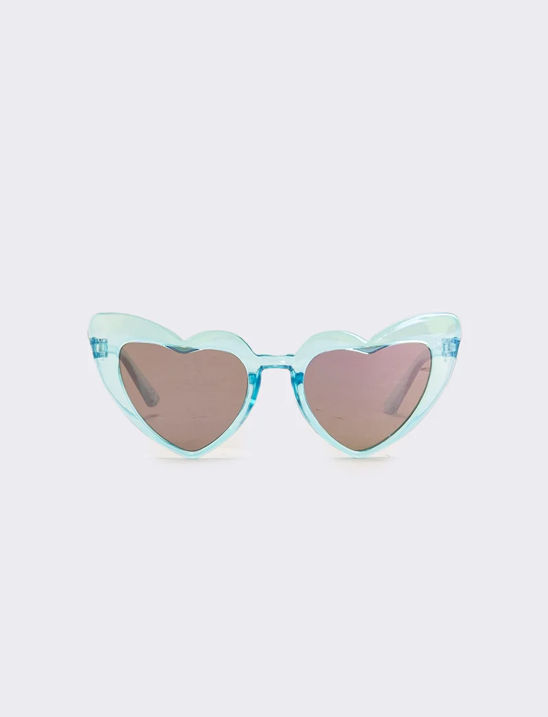 Occhiali bambina a forma di cuore con lente a specchio - Turchese