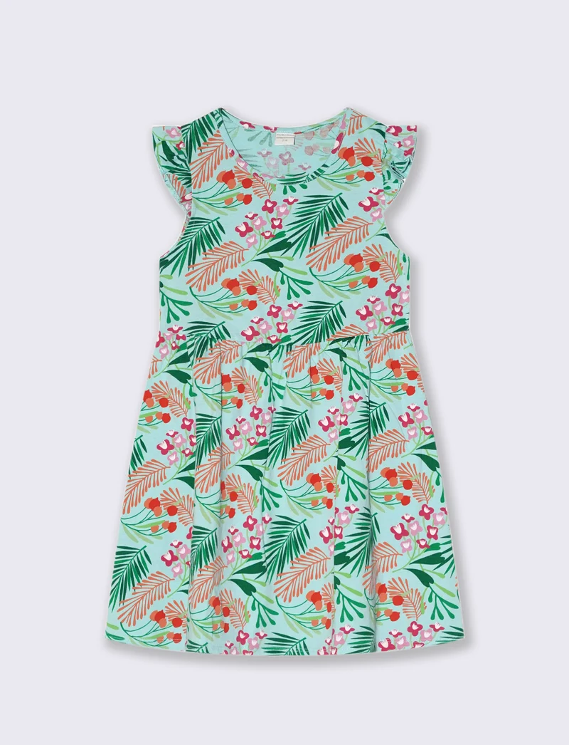 Abito in jersey con stampa all over da bambina - Verde acqua