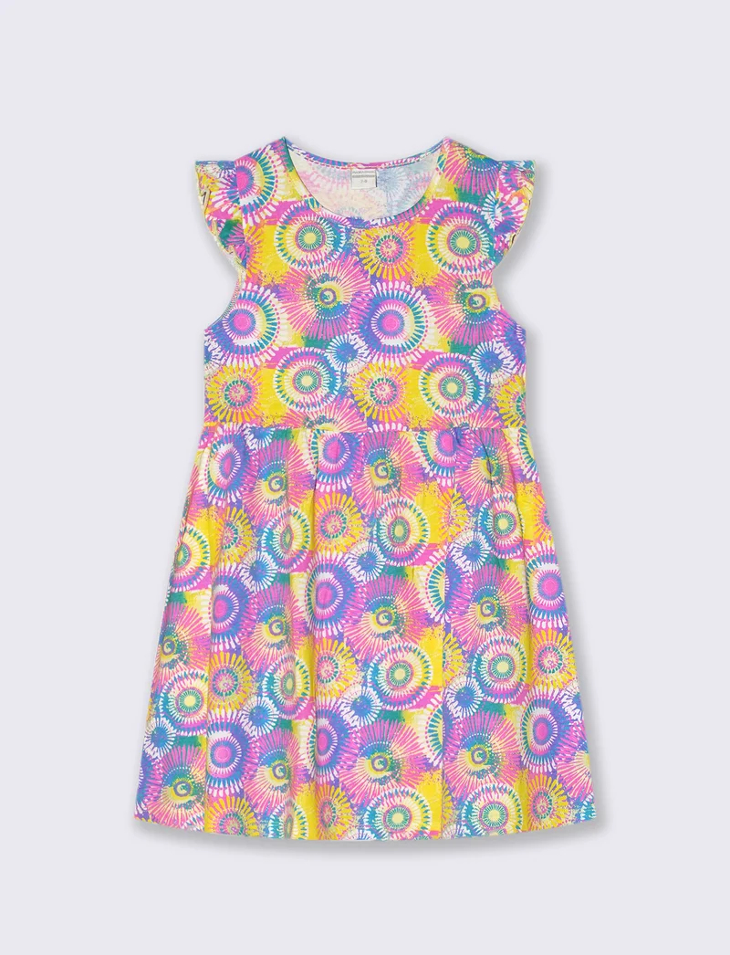 Abito in jersey con stampa all over da bambina - Multicolore
