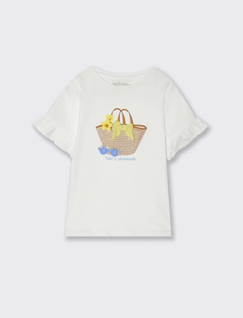 T-shirt in cotone vestibilità loose da bambina - Bianco