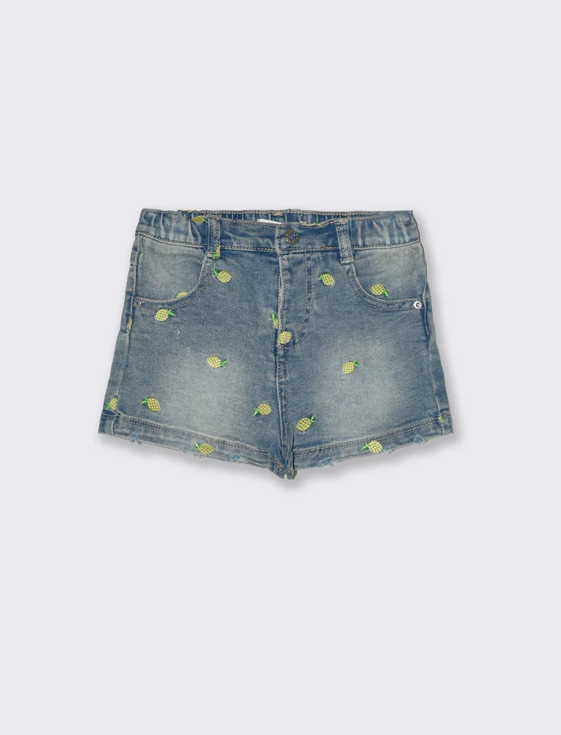 Short con ricami da neonata - Denim