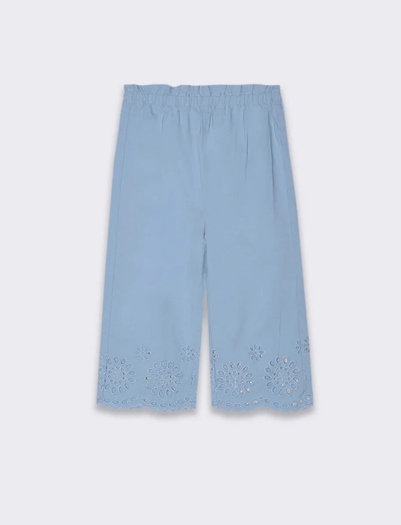 Pantaloni ricamati da neonata - Azzurro
