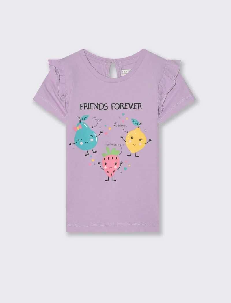 T-shirt con rouches alle spalle da neonata - Lilla